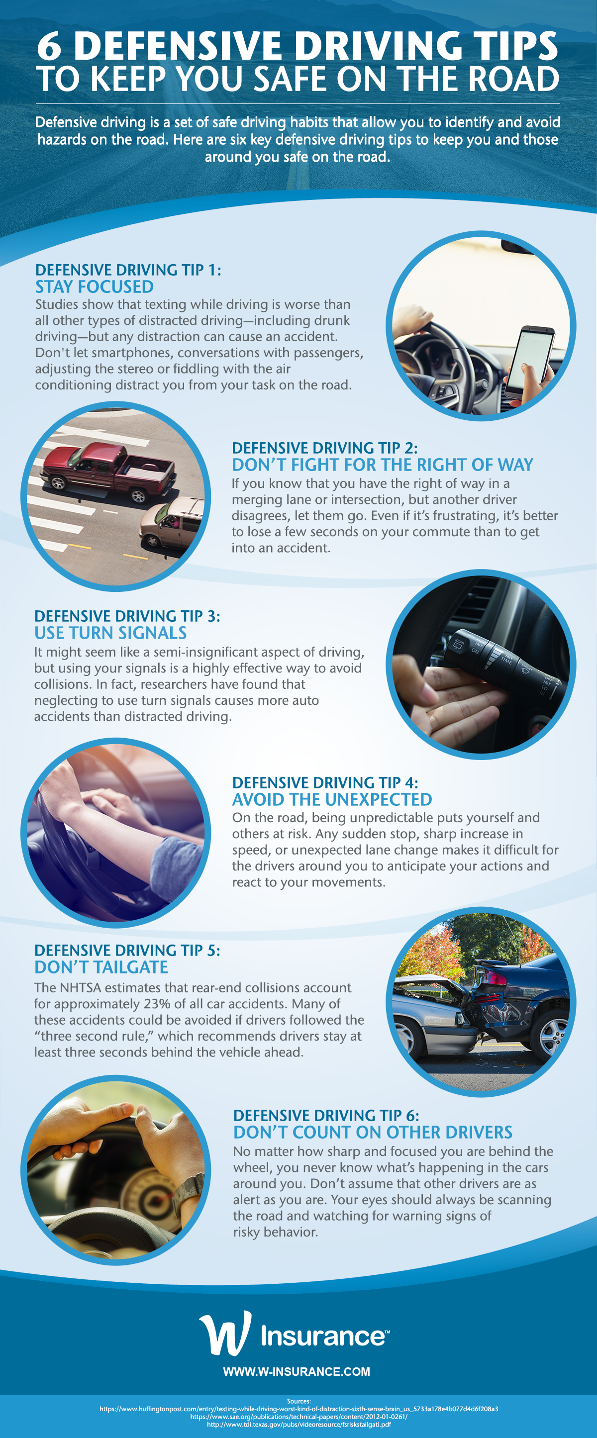 Defensive driving tips infographic